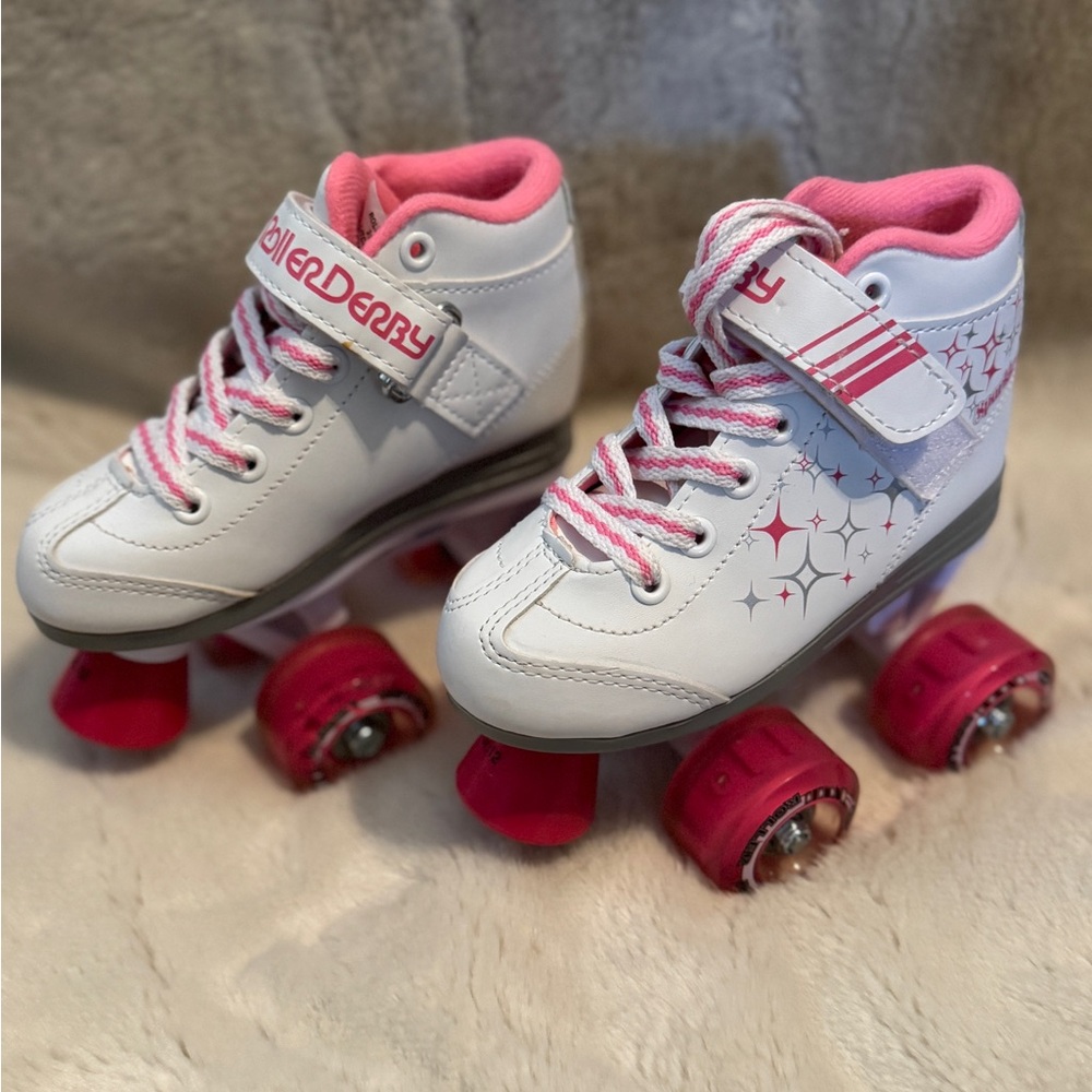 White and Pink Roller Skates for Kids
